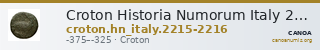 Croton Historia Numorum Italy 2215-2216 — CANOA