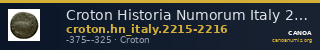 Croton Historia Numorum Italy 2215-2216 — CANOA