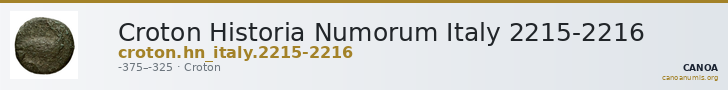 Croton Historia Numorum Italy 2215-2216 — CANOA