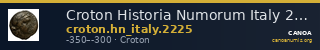 Croton Historia Numorum Italy 2225 — CANOA