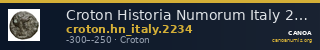 Croton Historia Numorum Italy 2234 — CANOA