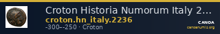 Croton Historia Numorum Italy 2236 — CANOA