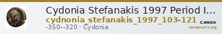 Cydonia Stefanakis 1997 Period I, Group 4, Types J-L ; catalogue n° 103-121 — CANOA