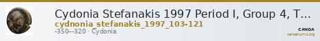 Cydonia Stefanakis 1997 Period I, Group 4, Types J-L ; catalogue n° 103-121 — CANOA