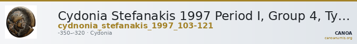 Cydonia Stefanakis 1997 Period I, Group 4, Types J-L ; catalogue n° 103-121 — CANOA