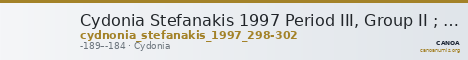 Cydonia Stefanakis 1997 Period III, Group II ; catalogue n° 298-302 — CANOA