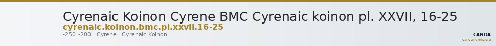 Cyrenaic Koinon Cyrene BMC Cyrenaic koinon pl. XXVII, 16-25 — CANOA