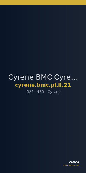 Cyrene BMC Cyrene Period I, pl. II, 21 — CANOA