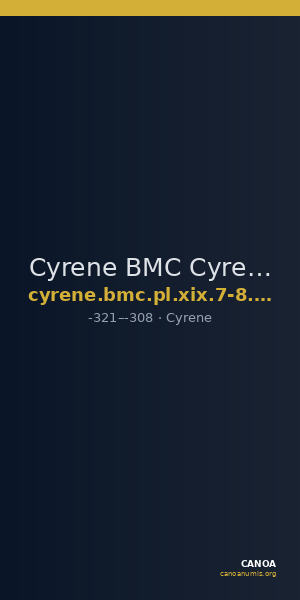 Cyrene BMC Cyrene Period III, pl. XIX, 7-8, 19-20 — CANOA