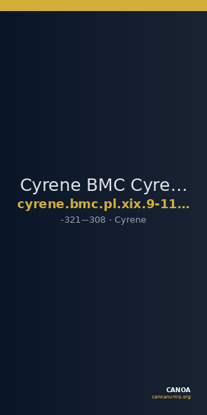 Cyrene BMC Cyrene Period III, pl. XIX, 9-11, pl. XLV, 14 — CANOA
