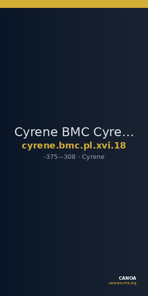 Cyrene BMC Cyrene Period III, pl. XVI, 18 — CANOA
