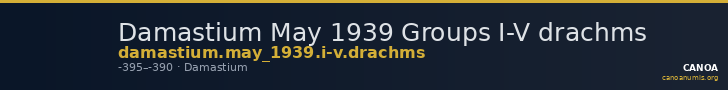 Damastium May 1939 Groups I-V drachms — CANOA