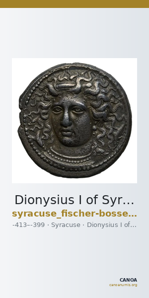 Dionysius I of Syracuse Syracuse Fischer-Bossert 2017 II. 78-81 — CANOA