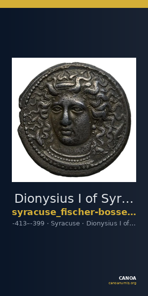 Dionysius I of Syracuse Syracuse Fischer-Bossert 2017 II. 78-81 — CANOA