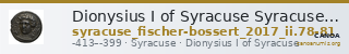 Dionysius I of Syracuse Syracuse Fischer-Bossert 2017 II. 78-81 — CANOA
