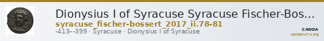 Dionysius I of Syracuse Syracuse Fischer-Bossert 2017 II. 78-81 — CANOA