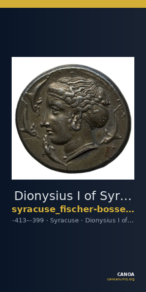 Dionysius I of Syracuse Syracuse Fischer-Bossert 2017 II. 82-87 — CANOA