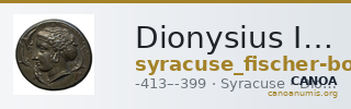Dionysius I of Syracuse Syracuse Fischer-Bossert 2017 II. 82-87 — CANOA