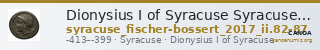 Dionysius I of Syracuse Syracuse Fischer-Bossert 2017 II. 82-87 — CANOA