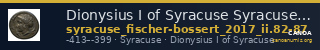 Dionysius I of Syracuse Syracuse Fischer-Bossert 2017 II. 82-87 — CANOA