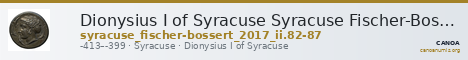 Dionysius I of Syracuse Syracuse Fischer-Bossert 2017 II. 82-87 — CANOA