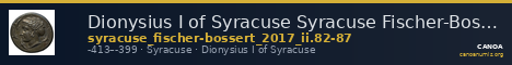 Dionysius I of Syracuse Syracuse Fischer-Bossert 2017 II. 82-87 — CANOA