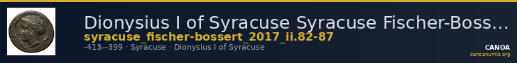 Dionysius I of Syracuse Syracuse Fischer-Bossert 2017 II. 82-87 — CANOA