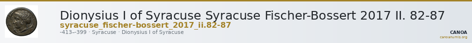Dionysius I of Syracuse Syracuse Fischer-Bossert 2017 II. 82-87 — CANOA