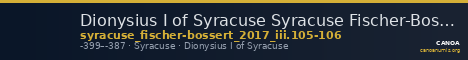 Dionysius I of Syracuse Syracuse Fischer-Bossert 2017 III. 105-106 — CANOA
