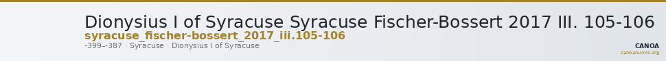 Dionysius I of Syracuse Syracuse Fischer-Bossert 2017 III. 105-106 — CANOA