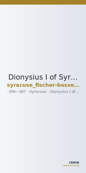 Dionysius I of Syracuse Syracuse Fischer-Bossert 2017 III. 107-9 — CANOA