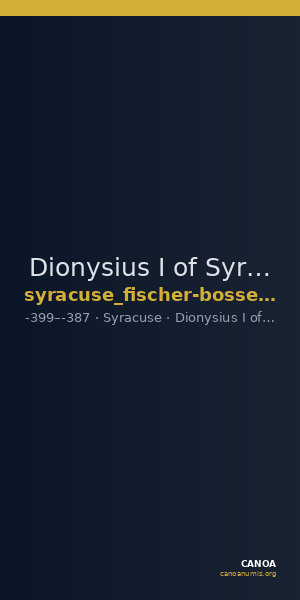 Dionysius I of Syracuse Syracuse Fischer-Bossert 2017 III. 107-9 — CANOA