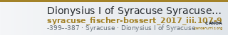 Dionysius I of Syracuse Syracuse Fischer-Bossert 2017 III. 107-9 — CANOA