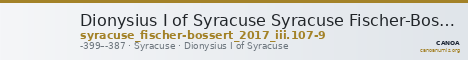 Dionysius I of Syracuse Syracuse Fischer-Bossert 2017 III. 107-9 — CANOA