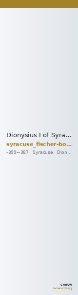 Dionysius I of Syracuse Syracuse Fischer-Bossert 2017 III. 110-113 — CANOA