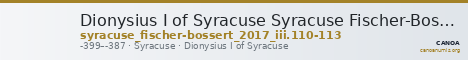 Dionysius I of Syracuse Syracuse Fischer-Bossert 2017 III. 110-113 — CANOA