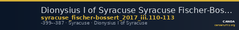 Dionysius I of Syracuse Syracuse Fischer-Bossert 2017 III. 110-113 — CANOA