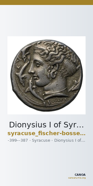 Dionysius I of Syracuse Syracuse Fischer-Bossert 2017 III. 88-104 — CANOA