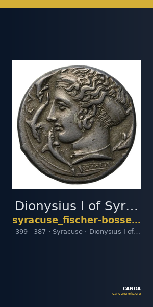 Dionysius I of Syracuse Syracuse Fischer-Bossert 2017 III. 88-104 — CANOA