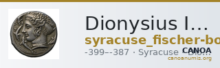 Dionysius I of Syracuse Syracuse Fischer-Bossert 2017 III. 88-104 — CANOA