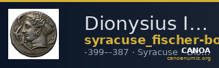 Dionysius I of Syracuse Syracuse Fischer-Bossert 2017 III. 88-104 — CANOA