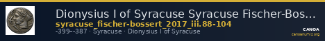 Dionysius I of Syracuse Syracuse Fischer-Bossert 2017 III. 88-104 — CANOA