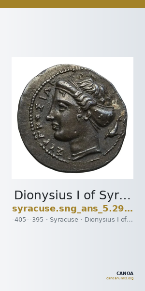 Dionysius I of Syracuse Syracuse SNG ANS 293-294 — CANOA