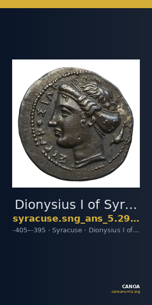 Dionysius I of Syracuse Syracuse SNG ANS 293-294 — CANOA