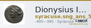 Dionysius I of Syracuse Syracuse SNG ANS 293-294 — CANOA