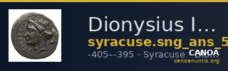 Dionysius I of Syracuse Syracuse SNG ANS 293-294 — CANOA
