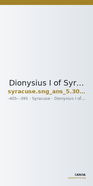 Dionysius I of Syracuse Syracuse SNG ANS 301-303 — CANOA