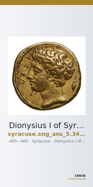 Dionysius I of Syracuse Syracuse SNG ANS 340-341 — CANOA