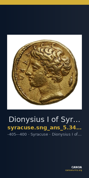 Dionysius I of Syracuse Syracuse SNG ANS 340-341 — CANOA