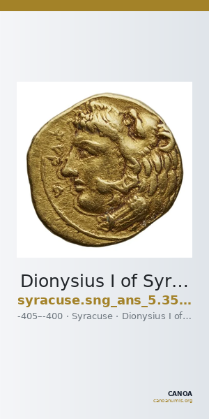 Dionysius I of Syracuse Syracuse SNG ANS 350-356 — CANOA